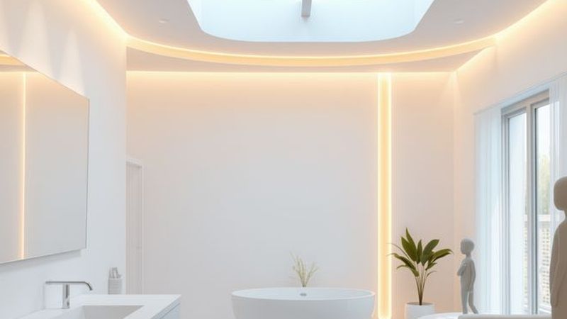 Un baño minimalista irradia luz y calma