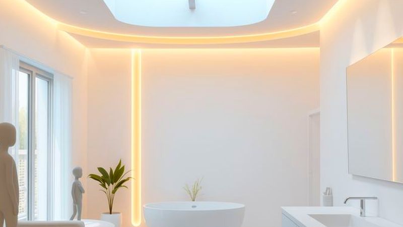 Un baño minimalista irradia luz y calma