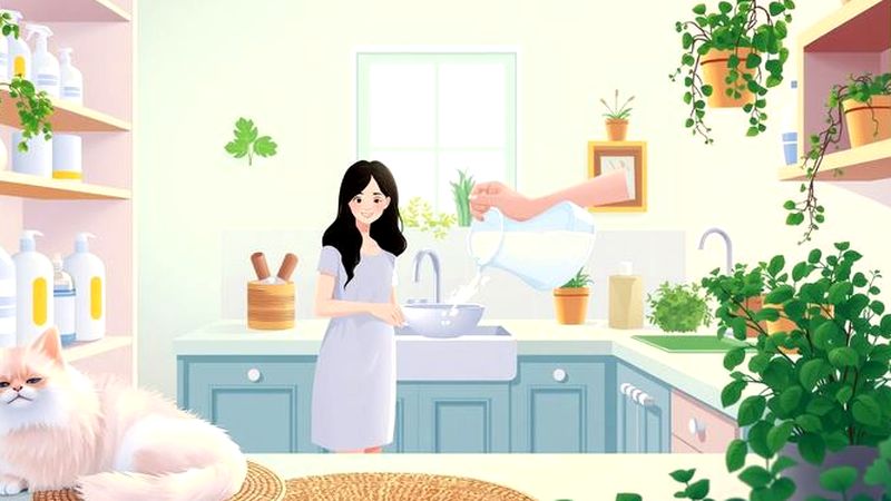 Una mujer cuida ingredientes limpios con calma