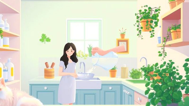 Una mujer cuida ingredientes limpios con calma