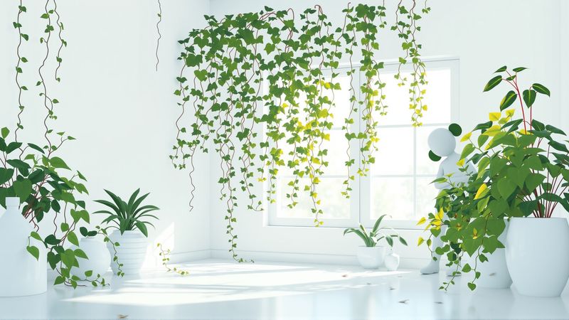Una habitación tranquila y verde fluye en paz