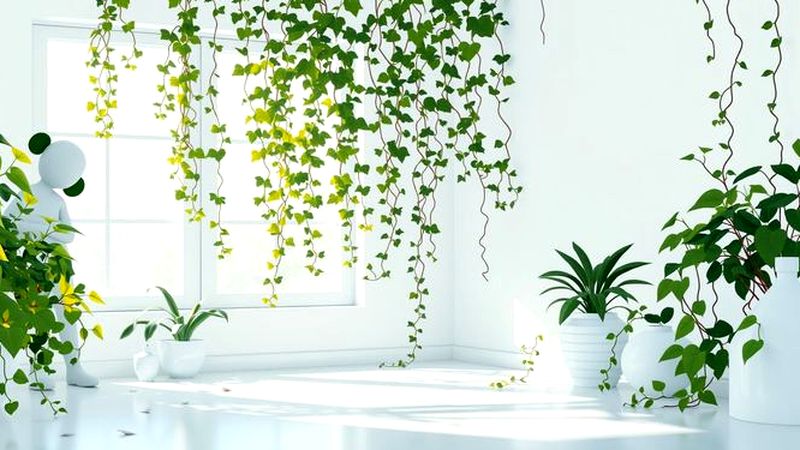 Una habitación tranquila y verde fluye en paz