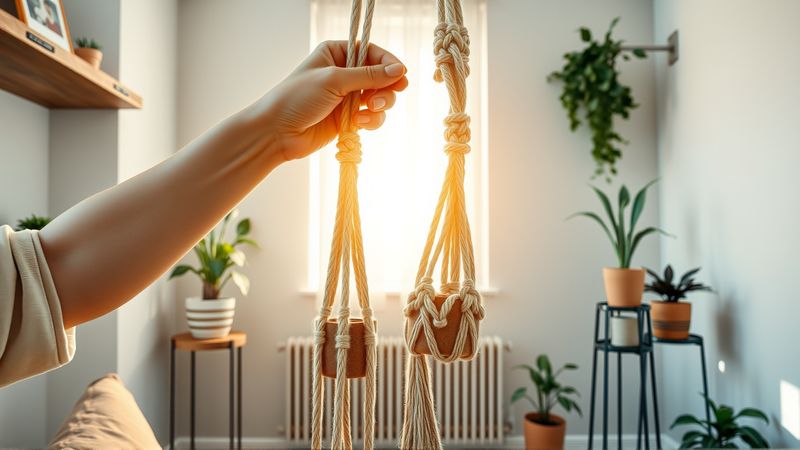 Manos tejen macramé en un ambiente sereno