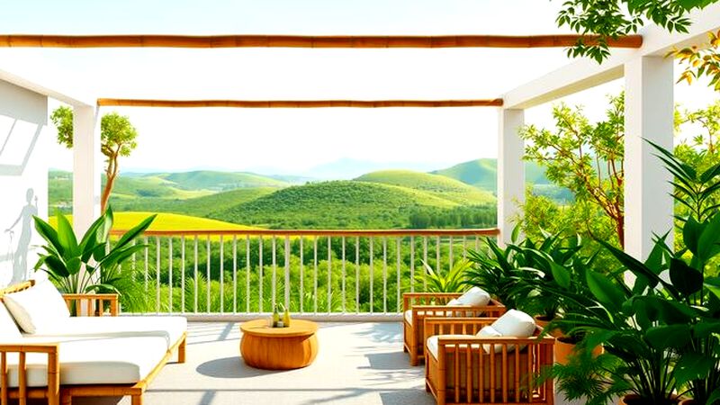 Una terraza serena y minimalista invita al relax